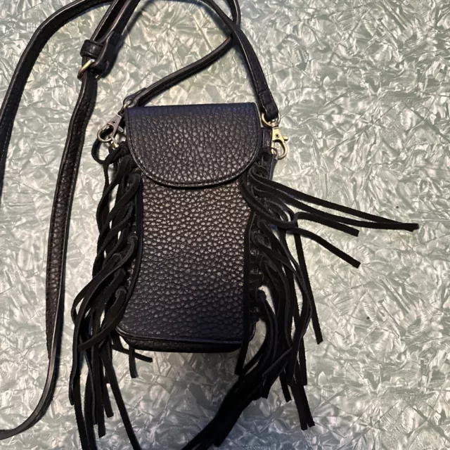 Shiraleah Chicago Leather Phone Holder Case Crossbody Shoulder Bag Fringe