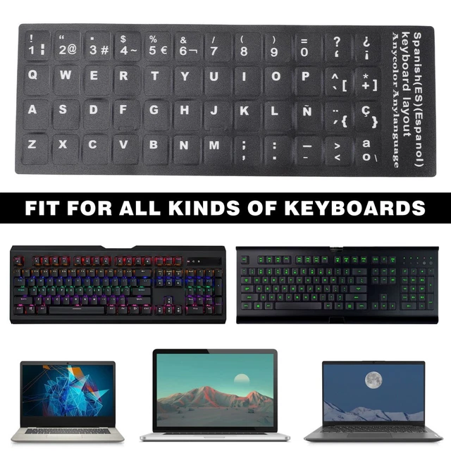 10 SHEETS KEYBOARD Sticker Spanish Keyboard Letter Sticker letter ...