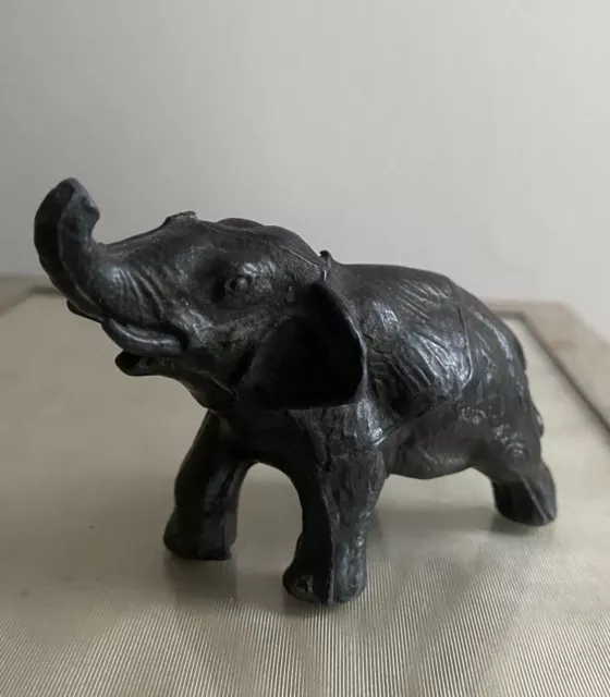 Antique Cast Elephant Figurine Paperweight Clock Topper Stauette Bronzed Iron.