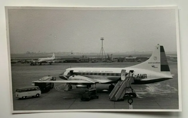1959 3x5 B&W Photo London England Airport IBERIA Airlines Metropolitan aircraft