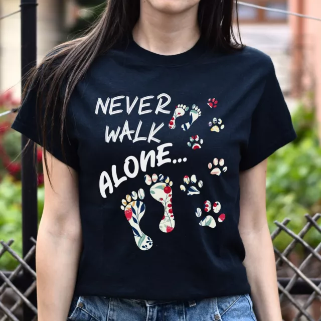 Never walk alone dog love Unisex t-shirt gift black navy dark heather