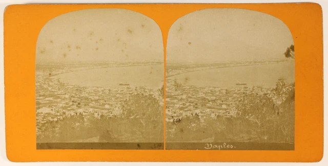 Panorama von Neapel Italien Foto Stereo PL55L4n Vintage Albumin c1880