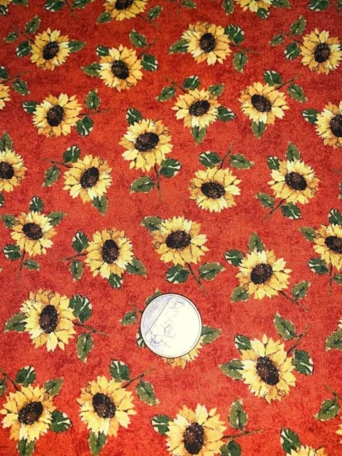 County Fair Mini Sunflowers Apricot Cotton Fabric Michael Miller By Half Yard