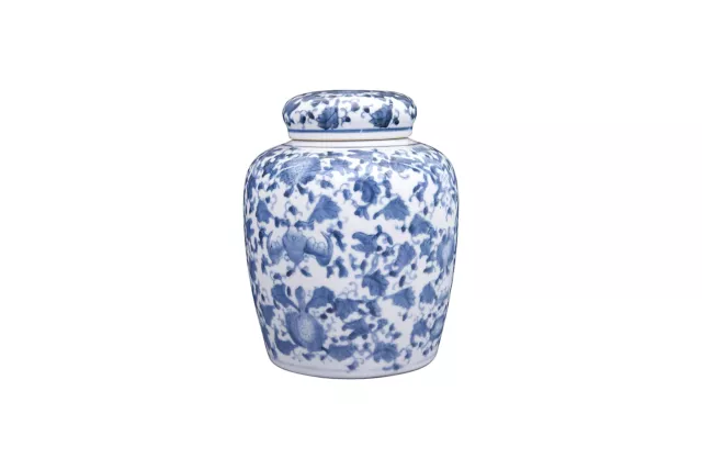 Blue and White Ginger Jar with Lid