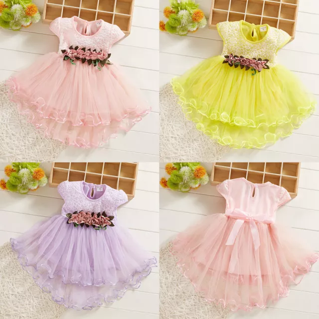 Summer Toddler Girls Flowers Floral Tank Dress Tulle Ruched Princess Dresses