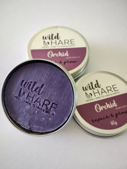 Vegan Wild Hare No frizz Solid Hair Shampoo Bar 60g - Orchid - Travel Tin