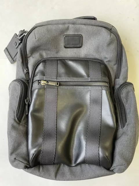NEW Tumi Alpha Bravo Nellis Backpack Black Gray Leather Nylon 232681AT2 $525