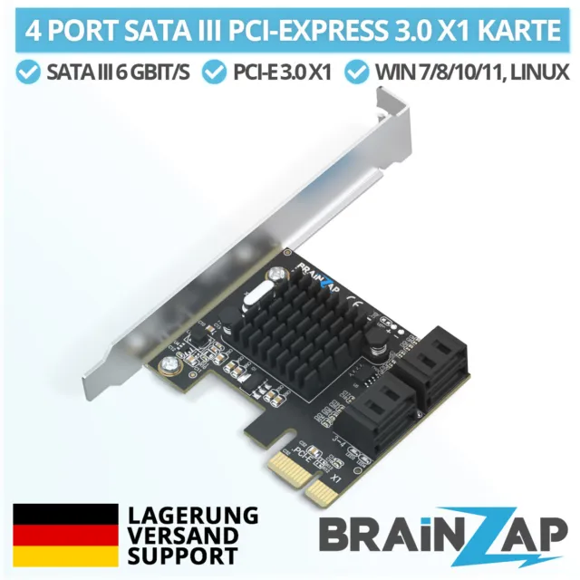 4 Port PCIe x1 zu SATA III / SATA 3 6 GBIT/s Erweiterungskarte Karte PCI-Express