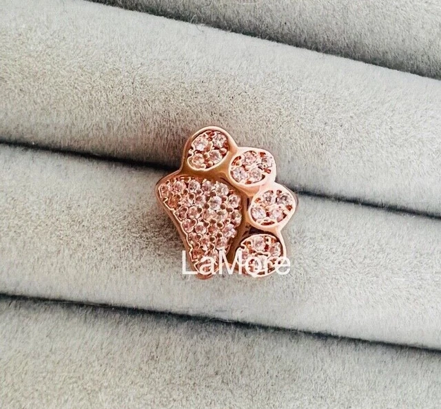 Schmuck Charm Pfote Hund Katze rosé 925 Silber synthetisch hergest. Zirkon 249