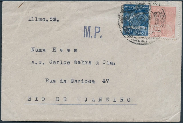Brasilien 1929 Condor Brief MiF C5 Rio Grande nach Rio de Janeiro / 1