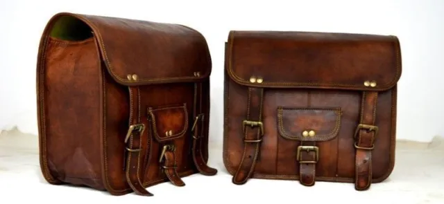 2 Taschen Herren echte handgemachte Vintage braune Leder Messenger...