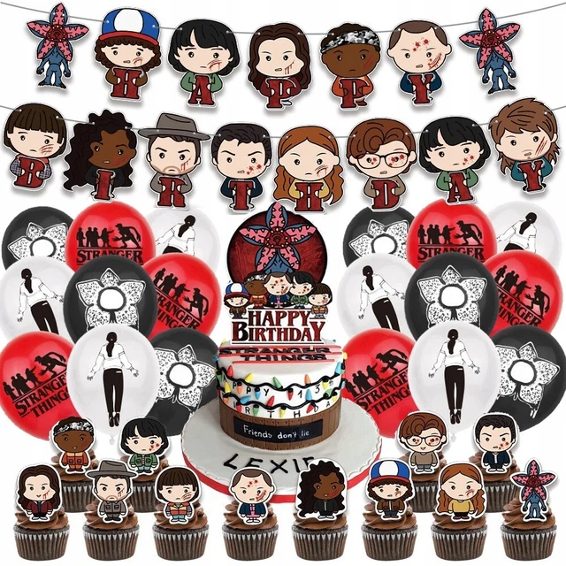 Juego de suministros de decoración de pasteles de fiesta de cumpleaños de Stranger Things pancarta