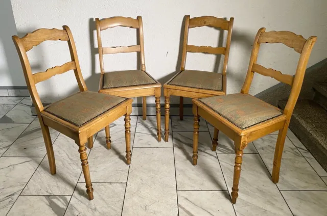 Ein Set 4 Biedermeier Stühle antik um 1840