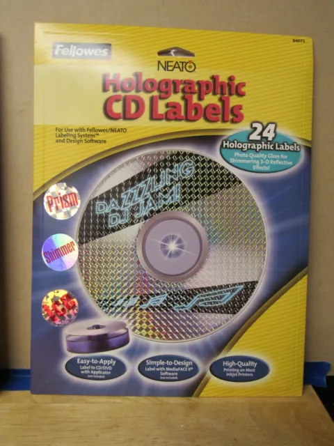 Fellowes Neato CD/DVD Holographic CD Labels 24 Labels  #84071  (K)