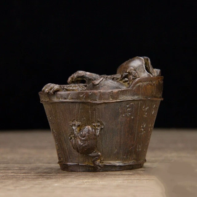 Chinese antique gold toad bath can open the smoker small ornaments
