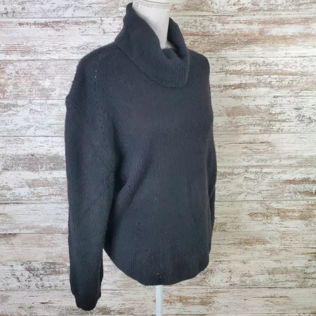 Topshop Womens Black Size 14 Roll Crop Turtleneck Sweater