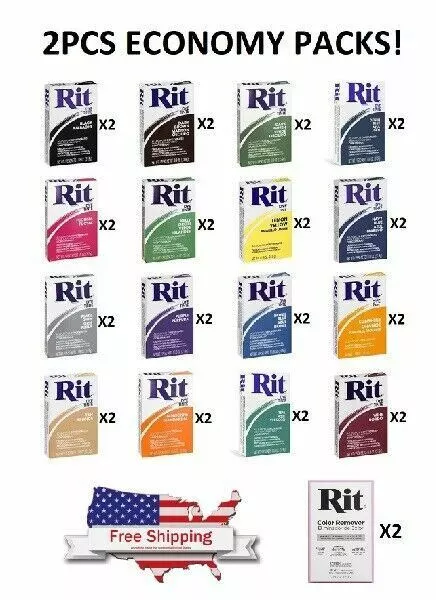 Economic 2 Pack - Rit All-Purpose Fabric Dye Powder - CHOOSE COLOR - 1 1/8 oz