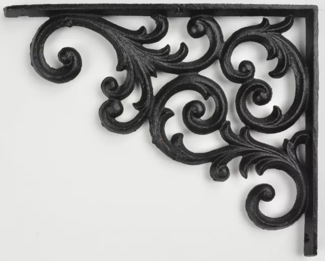 Ornate Vine Wall Shelf Bracket Black Cast Iron Brace Crafting Supplies 3