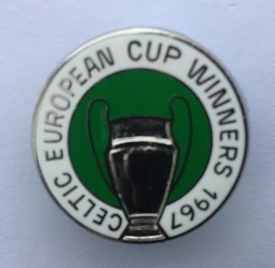 Celtic Badge, ROUND, CELTIC EUROPEAN CUP WINNERS, 1967, TROPHY, WHITE/GREEN,