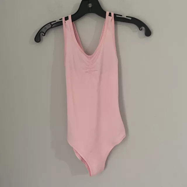 Ideology Girls' 7-16 Ruched-Front Tank Leotard in Pink (Small 7/8)