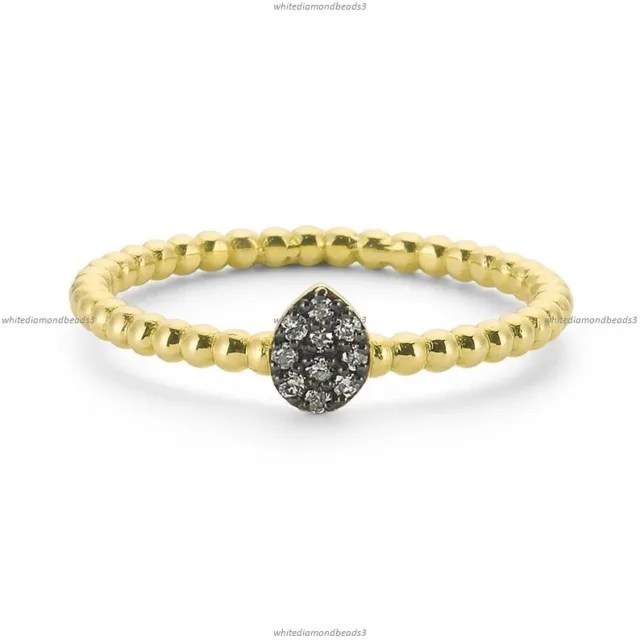 14k Oro Amarillo Diamante Natural Apilable Anillo de Compromiso para Mujer
