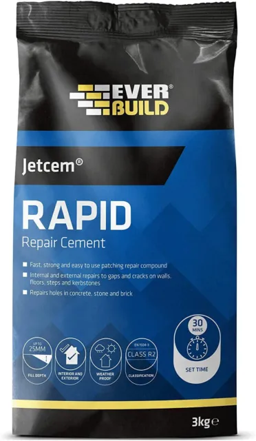 Everbuild 3kg Jetcem Premix Sand Rapid Set Cement JETCEM3 Fast repair mortar