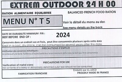 RATION DE COMBAT EXTREM OUTDOOR DDM 2024 MENU T10 