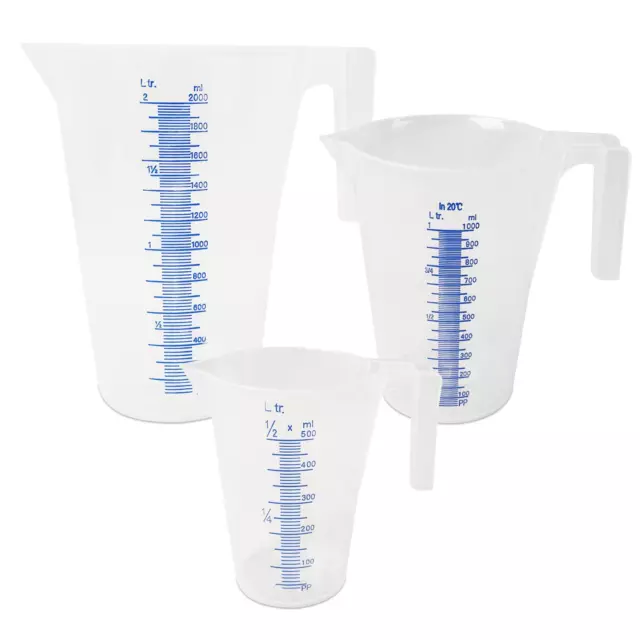 Messbecher Maßbecher Meßkanne Kunststoff PP 500ml 1000ml  2000ml  2-er, 3-er Set