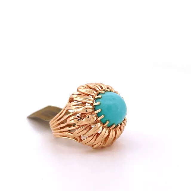 14K Yellow Gold Turquoise Vintage Levian Designer Ring Size 6.50 15.1 Grams