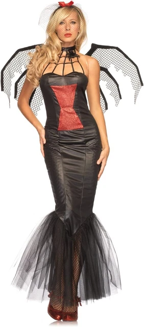 Black Widow Beauty Bat Spider Vampire Fancy Dress Halloween Sexy Adult Costume