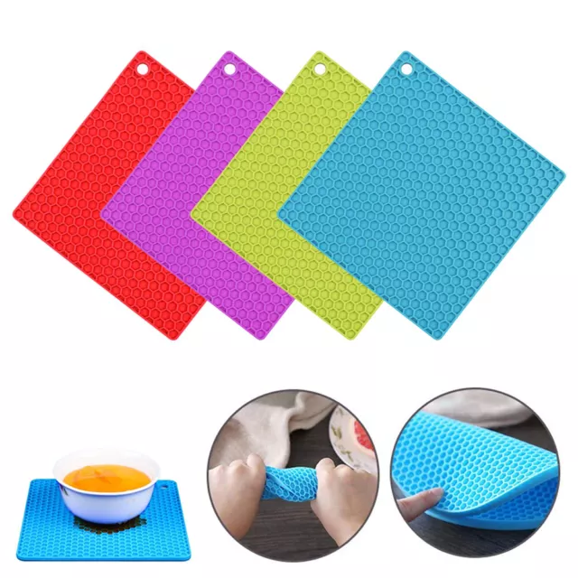 4PC Silicone Trivet Pot Holder Heat Resistant Mat Non Slip Oven Mitts Jar Opener