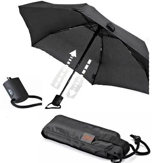 Euroschirm Dainty schwarz automatic outdoor Trekking Regenschirm Taschenschirm