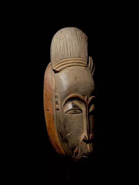 African Wooden Hand Carved Vintage Wall Mask Portrait Mask - Guro--4554