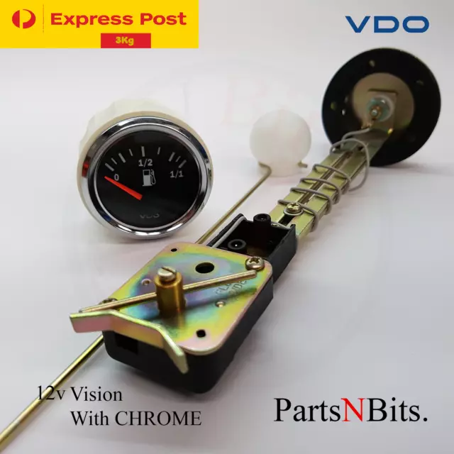 VDO 52mm 12v FUEL GAUGE WITH CHROME BEZEL AND SENDER UNIT 4WD BRAND NEW...!