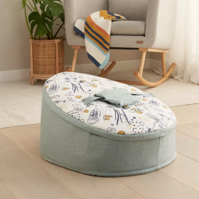 Tutti Bambini baby beanbag in Our Planet with reversible top and 3 point harness