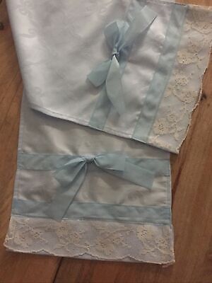 1920 Runner Nastro Fiocco Cotone Ricamo Tradizionale Punto Croce Alto Adige 