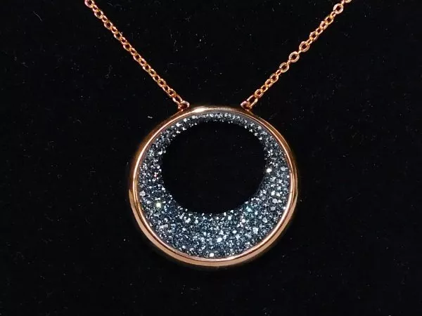 Swarovski Rose Gold Plated Jet Black Pave Crystals Pendant Necklace 5096482 Swan