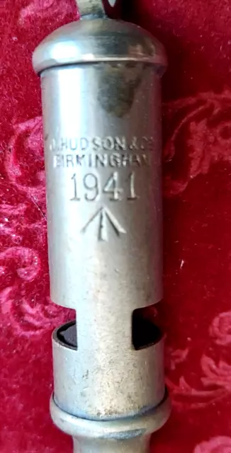 BRITISH WWII BROAD Arrow Marked 1941 Dated Whistle J. Hudson & Co ...