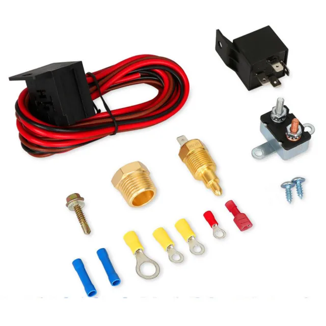Electric Radiator Fan Thermostat Control Relay Wiring Tool Kit For Car Truck