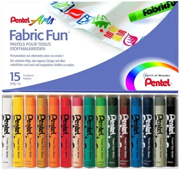 Pentel Stoffmalkreide - 15 Farben sortiert - PTS-15