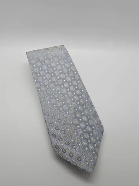 Kiton Napoli Men's Silk Neck Tie - Blue Gray Circular Pattern Made In Italy