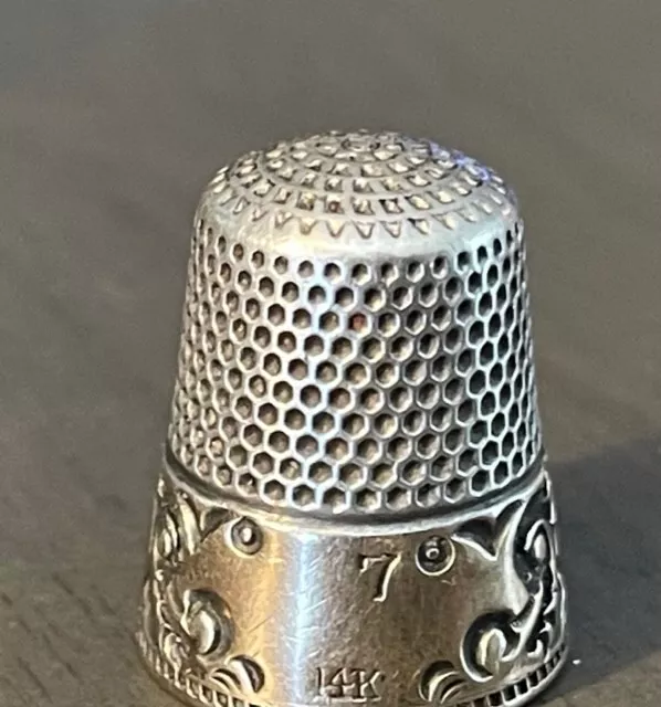 Antique Sterling & 14K Gold Plated Ketchum & McDougal Thimble size 7