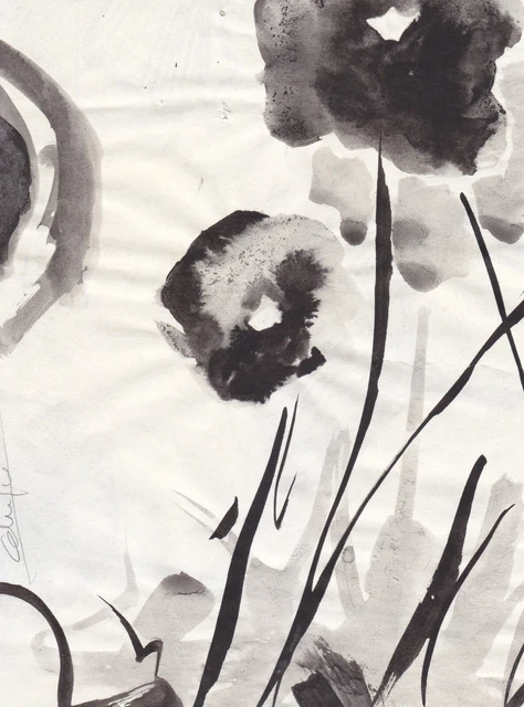 Disegno china pennello fiori Colusso Mosaico