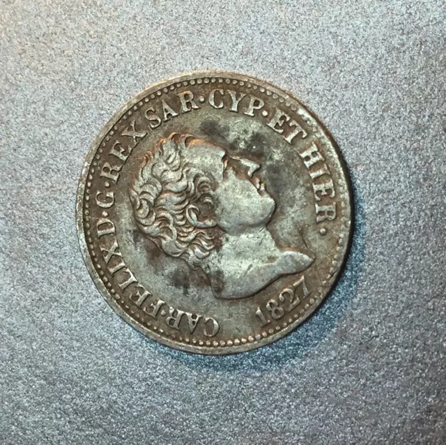 50 CENTESIMI 1827 CHARLES FELIX SARDAIGNE ITALIE / Gènes MONNAIE EN ARGENT.