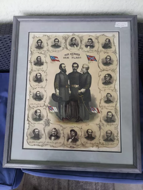 Civil War Prints and Drawings: Our Heroes and Our Flags Fine Art Print NOS 24x18