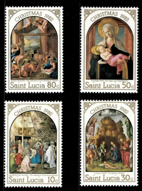 St. Lucia 1982 - Christmas Paintings, Nativity - Set of 4v - Scott 595-98 - MNH