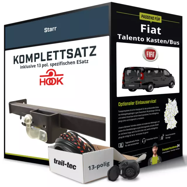 Anhängerkupplung starr für FIAT Talento Kasten/Bus +E-Satz Kit NEU AHK