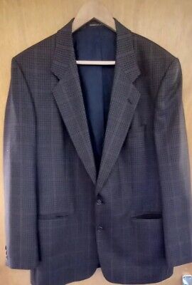 Marks & Spencer Pure New Wool check Blazer Jacket Men Size large Chest UK 44 M&S