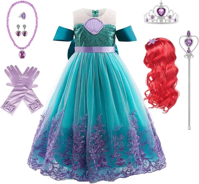 RAGAZZA VESTITO DA Principessa Sirena Costume Da Principessa Ariel Con  Accessori EUR 53,22 - PicClick IT
