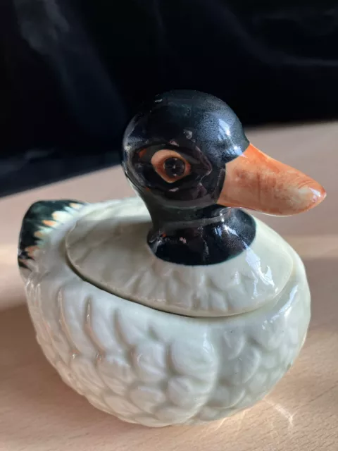 Rare 'Peterjohn' Early Handpainted Duck With Removeable Lid-Made In England